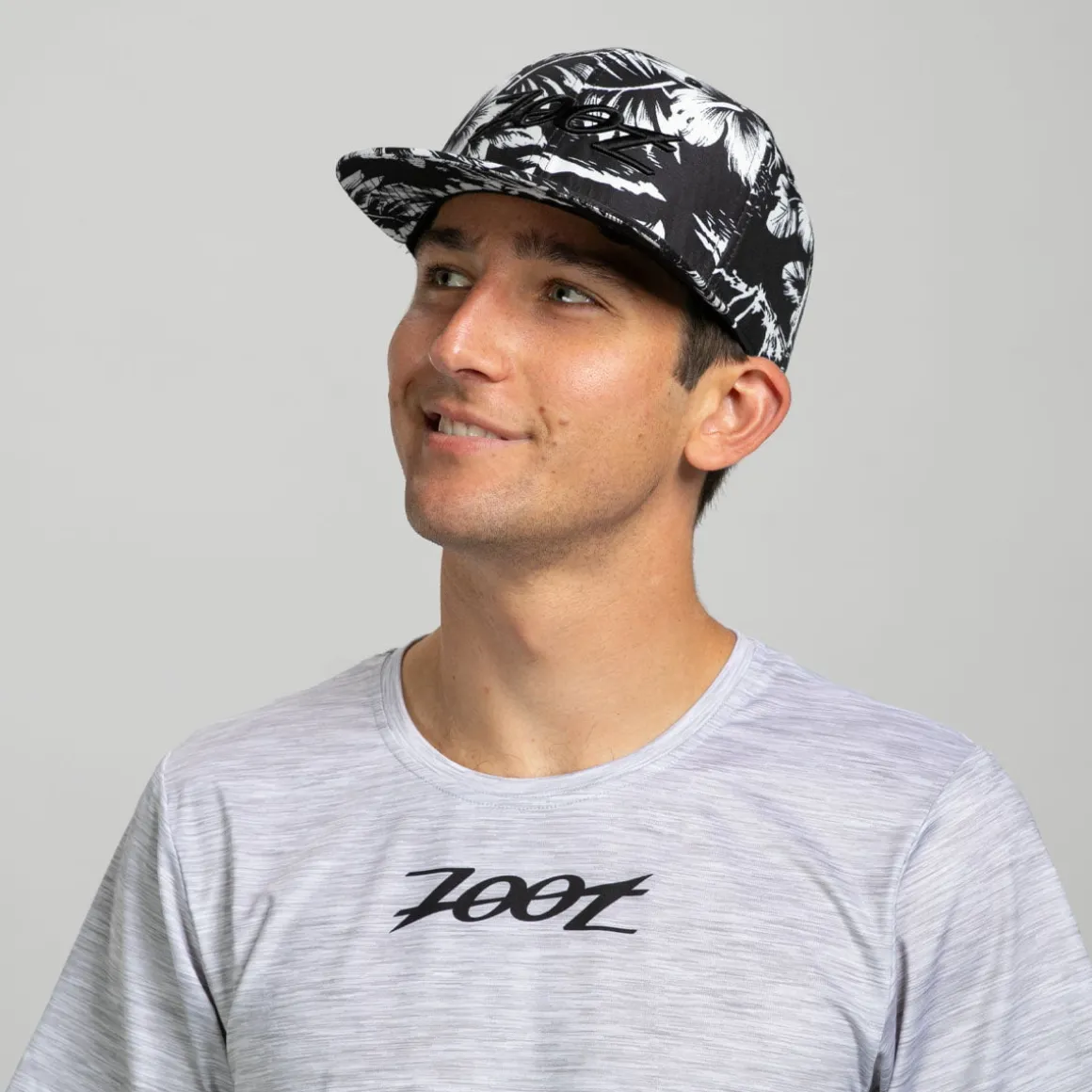 Unisex Flat Bill - Black and White Floral