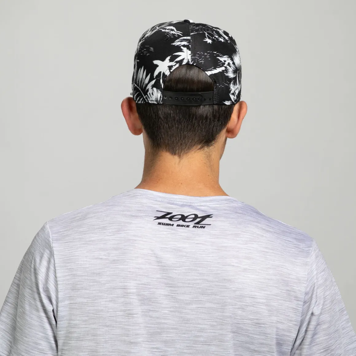 Unisex Flat Bill - Black and White Floral