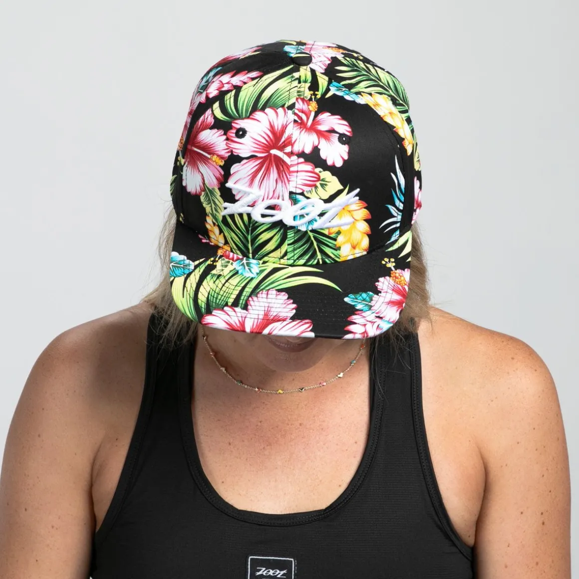 Unisex Flat Bill - Black Floral