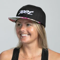 Unisex Flat Bill - Black/Pink Floral Bill