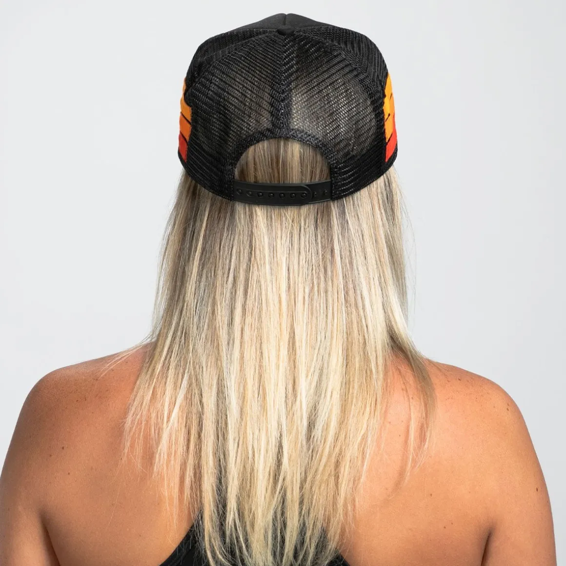 Unisex Flat Bill With Mesh - Black Stripes