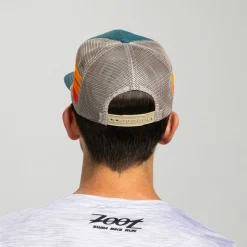 Unisex Flat Bill With Mesh - Teal Stripes
