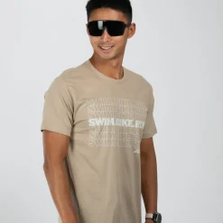 Unisex Swim Bike Run Tee - Tan