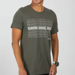 Unisex Swim Bike Run Tee - Army
