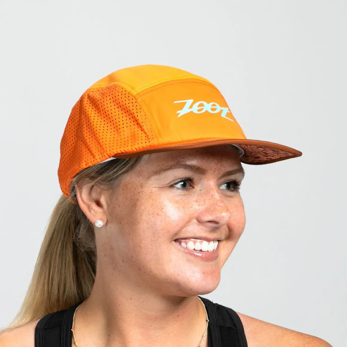 Unisex Tech 5-Panel Hat - Orange Aloha