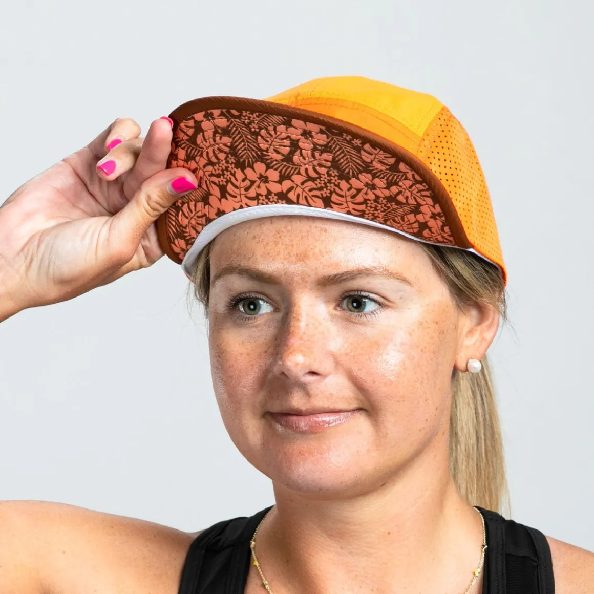 Unisex Tech 5-Panel Hat - Orange Aloha