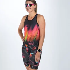 Women's Sprint Tri Hyperglide Open Back Racesuit - Tropical Magic