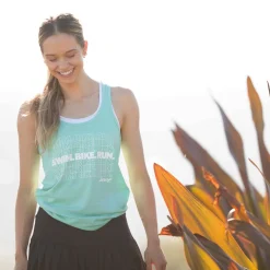 Women's Swim Bike Run Racerback Tank - Mint
