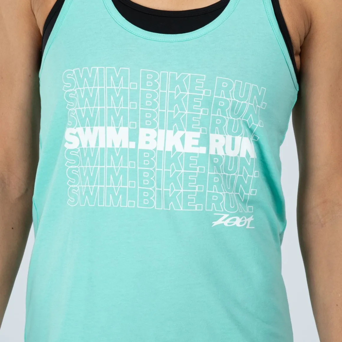 Women's Swim Bike Run Racerback Tank - Mint