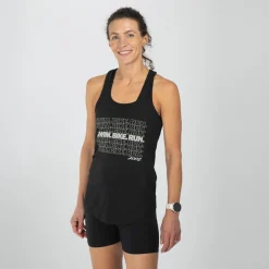 Women's Swim Bike Run Racerback Tank - Black