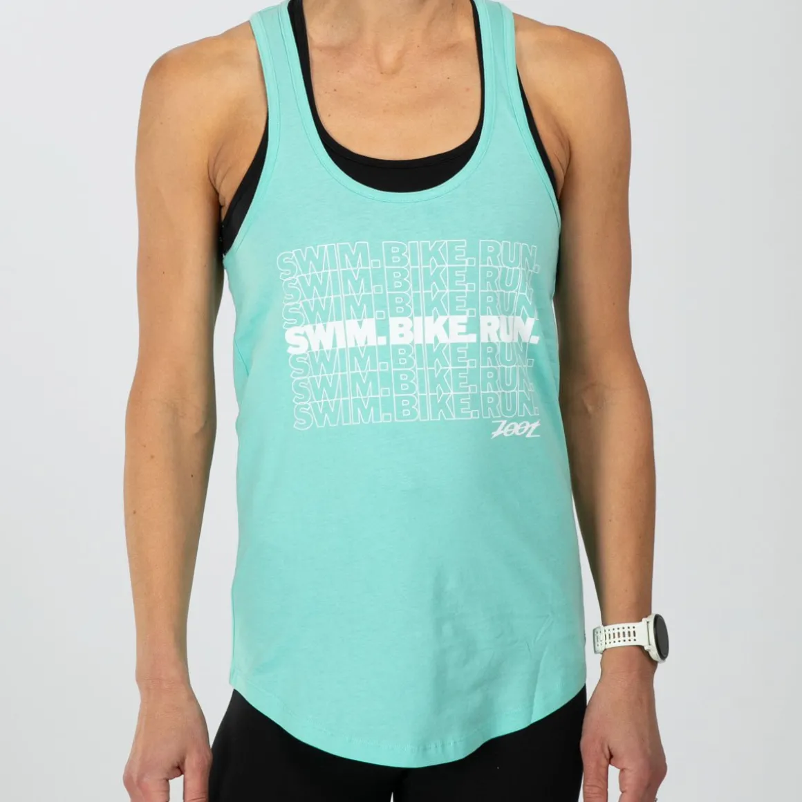 Women's Swim Bike Run Racerback Tank - Mint